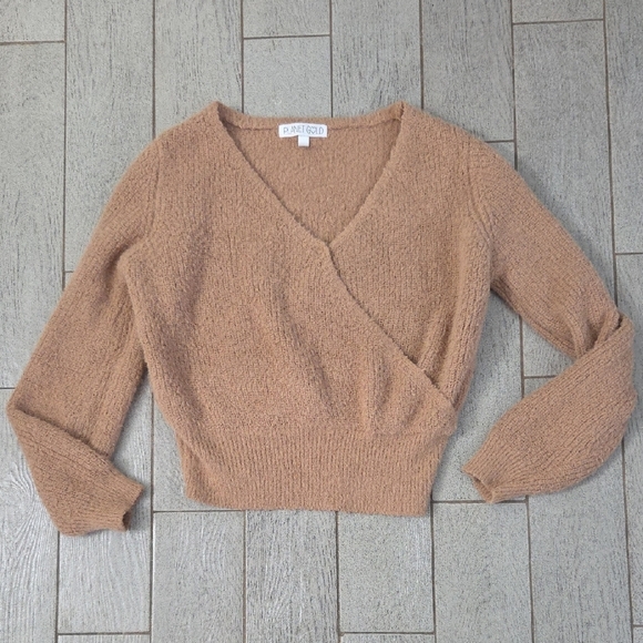 Planet Gold Sweaters - Planet Gold Super Soft & Comfy Women's V-Neck Tan Sweater